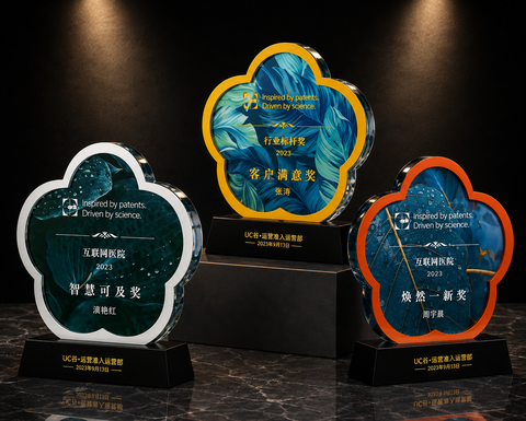 Flower Edge Acrylic Award Set - custom acrylic awards with your logo